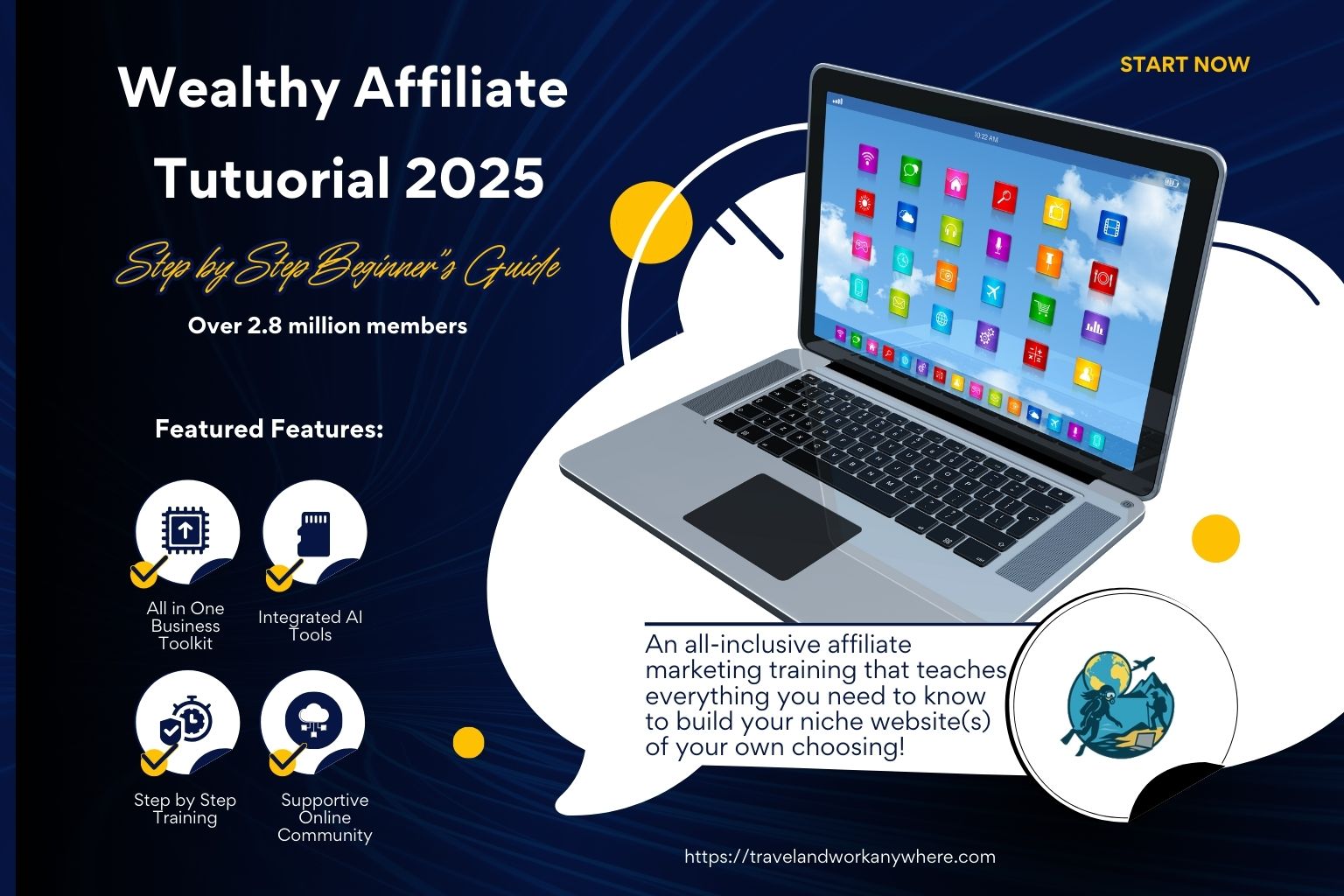 Featured Image to Introduce the Wealthy Affiliate Tutorial 2025 - a Step by Step Beginner's Guide