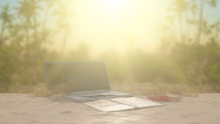 A Beautiful Tropical Laptop Workspace Digital Nomad Concept