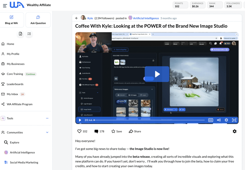 Wealthy Affiliate's Professional AI Image Studio 