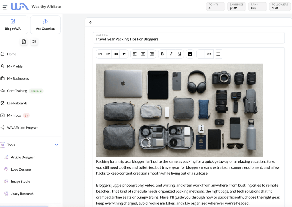 The AI Article Designer produced my quality content. Now I edit to make it my own. 
